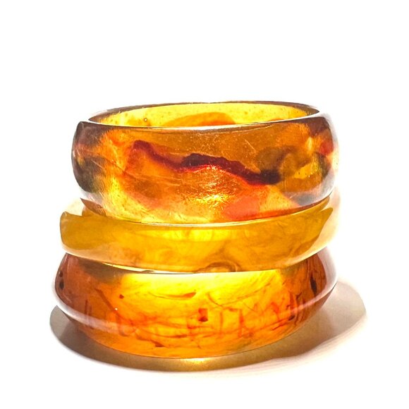 "Fabulous Tortiseshell Lucite Bangle Trio — 1960s-70s Mod Statement — EUC " - Picture 8 of 8